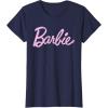 imageBarbie  Classic Script Light Pink Logo TShirtNavy Blue