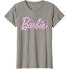 imageBarbie  Classic Script Light Pink Logo TShirtSlate Grey