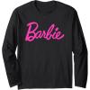 imageBarbie  Classic Script Pink Logo Long Sleeve TShirtBlack