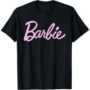 imageBarbie  Classic Script Light Pink Logo TShirtBlack