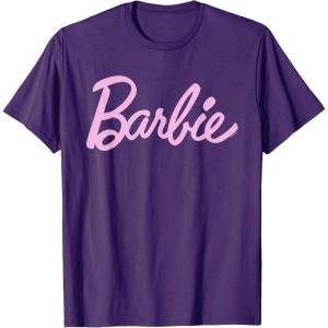 imageBarbie  Classic Script Light Pink Logo TShirtPurple