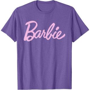 imageBarbie  Classic Script Light Pink Logo TShirtPurple Heather