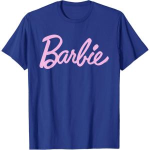 imageBarbie  Classic Script Light Pink Logo TShirtRoyal Blue