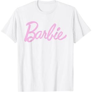 imageBarbie  Classic Script Light Pink Logo TShirtWhite