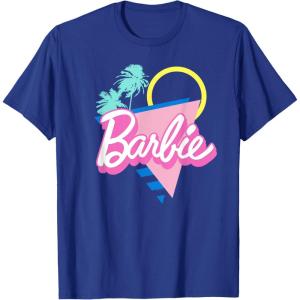 imageBarbie 90s Retro Logo  Bright Pink TShirtRoyal Blue