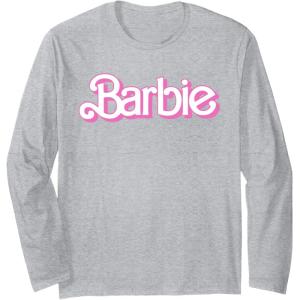 imageBarbie Logo Bright White Long Sleeve TShirtHeather Grey