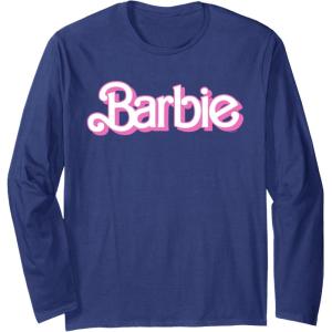 imageBarbie Logo Bright White Long Sleeve TShirtNavy Blue