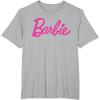 imageBarbie  Classic Script Dark Pink Logo TShirtHeather Grey