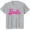 imageBarbie  Classic Script Dark Pink Logo TShirtHeather Grey