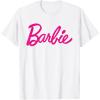 imageBarbie  Classic Script Dark Pink Logo TShirtWhite