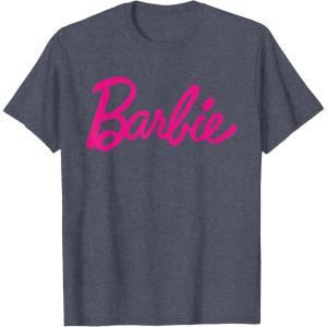 imageBarbie  Classic Script Dark Pink Logo TShirtHeather Blue