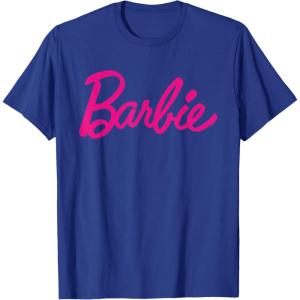 imageBarbie  Classic Script Dark Pink Logo TShirtRoyal Blue