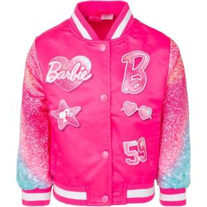 imageBarbie Girls Varsity Bomber Jacket Little Kid to Big Kid Sizes 41416Bright Pink  Glitter