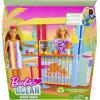 imageBarbie Loves The Ocean Playset Beach Shack with 18 Accessories Including Stools Food ampamp More Made from Recycled PlasticsEnglish