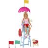 imageBarbie Careers Playset Blonde Lifeguard Doll Wearing Removable Outfit with Dog Chair ampamp 5 Accessories