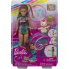 imageBarbie Gymnast Playset Spin n Twirl Teresa Doll Flips ampamp Spins Hoops Pet Has Bouncing Trampoline ampamp Waves Ribbons Themed Acccessories