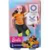 imageBarbie Olympic Games Tokyo 2020 Skateboarder Doll with Uniform Tokyo 2020 Jacket Medal Skateboard Wrist and Kneepads for Ages 3 and Up