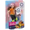 imageBarbie Olympic Games Tokyo 2020 Skateboarder Doll with Uniform Tokyo 2020 Jacket Medal Skateboard Wrist and Kneepads for Ages 3 and Up