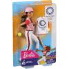 imageBarbie Olympic Games Tokyo 2020 Softball Doll with Softball Uniform Tokyo 2020 Jacket Medal Softball Bat and Glove for Ages 3 and Up