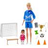 imageBarbie Soccer Coach Playset with Blonde Soccer Coach Doll Student Doll and Accessories Soccer Ball Clipboard Goal Net Cones Bench and More for Ages 3 and Up