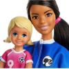 imageBarbie Soccer Coach Playset with Brunette Soccer Coach Doll Student Doll and Accessories Soccer Ball Clipboard Goal Net Cones Bench and More for Ages 3 and Up Multi