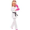 imageBarbie Olympic Games Tokyo 2020 Karate Doll with Karate Uniform Tokyo 2020 Jacket Medal Helmet Sparring Gloves and Sandals for Ages 3 and Up