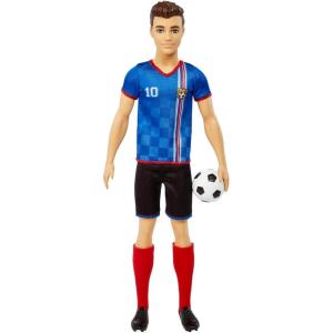 imageBarbie Careers Ken Fashion Doll ampamp Accessory Soccer Player with Cropped Hair 10 Uniform Tall Socks Cleats ampamp BallMulticolor