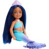 imageBarbie Dreamtopia Chelsea Mermaid Small Doll with Midnight Blue Hair ampamp Ombre Tail Tiara Accessory Doll Bends at WaistBlue Hair Mermaid