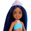 imageBarbie Dreamtopia Chelsea Mermaid Small Doll with Midnight Blue Hair ampamp Ombre Tail Tiara Accessory Doll Bends at WaistBlue Hair Mermaid