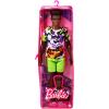 imageBarbie Fashionistas Ken Doll 123 Broad with Black Curly Hair Wearing MultiColored Camo Print Shirt Neon Green Shorts ampamp Silvery Sneakers