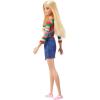 imageBarbie It Takes Two Doll Malibu Fashion Doll with Blonde Hair Rainbow Shirt Denim Skirt ampamp Pink ShoesMulicolor