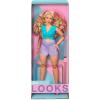 imageBarbie Looks Fashion Doll with Curly Blonde Hair Dressed in Ruched Crop Top ampamp Satiny Lavender Shorts Posable Collectible Made to Move Body