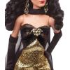 imageBarbie Tribute Collection Doll Mara Flix in Elegant Glimmering Gold ampamp Black Gown with Ornate Jewelry Collectible with Doll StandGold