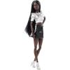 imageBarbie Looks Doll Collectible and Posable with Sleek Black Hair Tall Body Type and Metallic Top with Vinyl Skirt