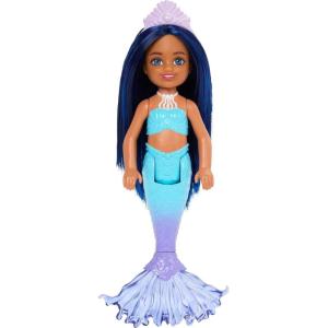 imageBarbie Dreamtopia Chelsea Mermaid Small Doll with Midnight Blue Hair ampamp Ombre Tail Tiara Accessory Doll Bends at WaistBlue Hair Mermaid