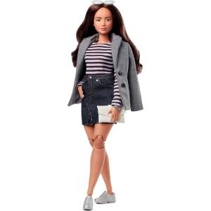 imageBarbie Signature BarbieStyle Fashion Doll ampamp Clothing Set Curvy Brunette with 2 Tops Skirt Pants Coat Jacket 2 Pairs of Shoes ampamp AccessoriesMulti