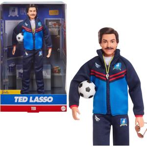 imageBarbie Signature Fashion Doll Ted Lasso Wearing Blue Tracksuit with AFC Richmond Logo Collectible in Displayable PackagingMulticoloured