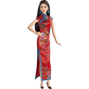 imageBarbie Signature Lunar New Year Doll 12inch Brunette Wearing Red Satin Cheongsam Dress with Accessories Collectible Gift for Kids ampamp CollectorsRed