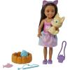 imageBarbie Chelsea Doll ampamp Accessories Brunette Doll with Removable SprinklePrint Skirt Kitten Pet Bed ampamp MoreMulticolor