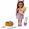imageBarbie Chelsea Doll ampamp Accessories Brunette Doll with Removable SprinklePrint Skirt Kitten Pet Bed ampamp MoreMulticolor