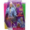 imageBarbie Extra Doll and Accessories with ExtraLong Blonde Hair Wearing Floral Outfit ampamp Poncho with Pet BunnyBlonde Blue Paisley Print