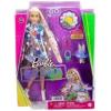 imageBarbie Extra Doll and Accessories with ExtraLong Blonde Hair Wearing Floral Outfit ampamp Poncho with Pet BunnyBonde Floral Fashion