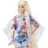 imageBarbie Extra Doll and Accessories with ExtraLong Blonde Hair Wearing Floral Outfit ampamp Poncho with Pet BunnyBonde Floral Fashion