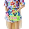 imageBarbie Extra Doll and Accessories with ExtraLong Blonde Hair Wearing Floral Outfit ampamp Poncho with Pet BunnyBonde Floral Fashion