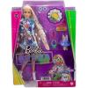 imageBarbie Extra Doll and Accessories with ExtraLong Blonde Hair Wearing Floral Outfit ampamp Poncho with Pet BunnyBonde Floral Fashion