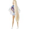 imageBarbie Extra Doll and Accessories with ExtraLong Blonde Hair Wearing Floral Outfit ampamp Poncho with Pet BunnyBonde Floral Fashion
