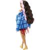 imageBarbie Extra Doll and Accessories with ExtraLong Blonde Hair Wearing Floral Outfit ampamp Poncho with Pet BunnyPink Streaks Jersey Dress