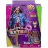 imageBarbie Extra Doll and Accessories with ExtraLong Blonde Hair Wearing Floral Outfit ampamp Poncho with Pet BunnyPink Streaks Jersey Dress