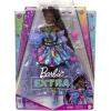 imageBarbie Extra Fancy Fashion Doll ampamp Accessories Dressed in a TeddyPrint Gown with Sheer Train Plus Teddy Bear Pet