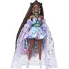 imageBarbie Extra Fancy Fashion Doll ampamp Accessories Dressed in a TeddyPrint Gown with Sheer Train Plus Teddy Bear Pet